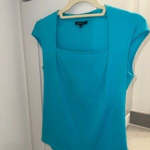Lafayette 148 New York: Aqua Cap Sleeve Top-BIG DISCOUNT